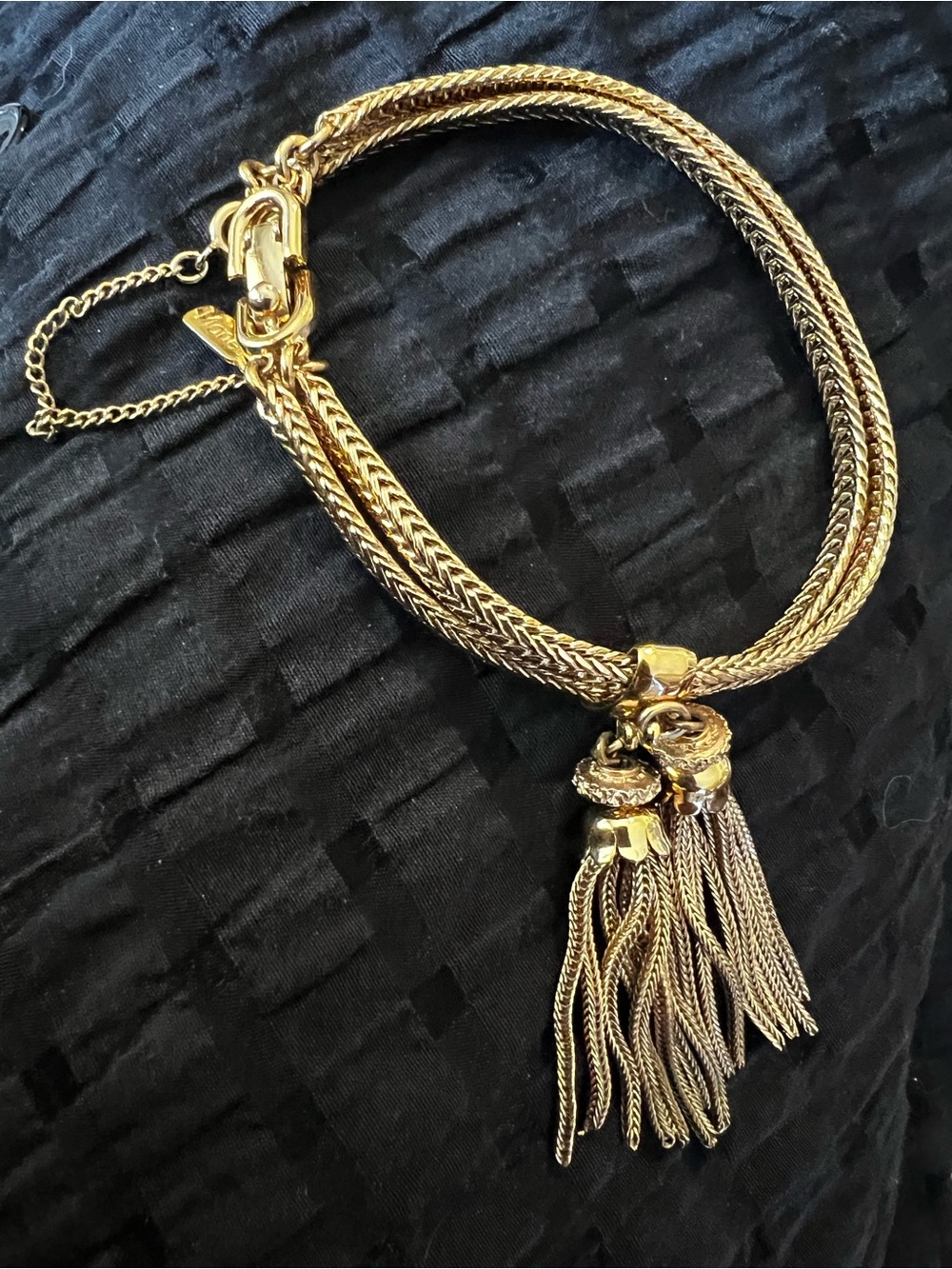 Monet Gold-Tone Multi-Strand Tassel Pamela signature bracelet